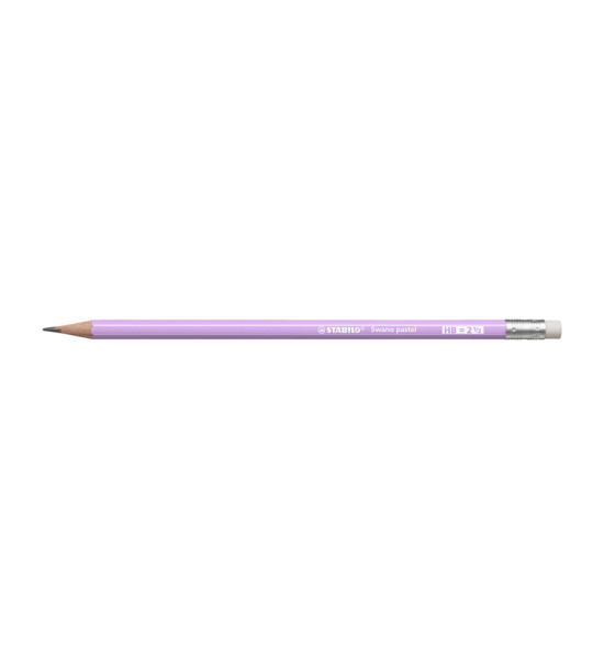 Lápices de Grafito, Swano, HB, Barniz Morado Pastel, Cuerpo Hexagonal, Mina 2.2 mm, c/Borrador, Caja x 12 Unds.